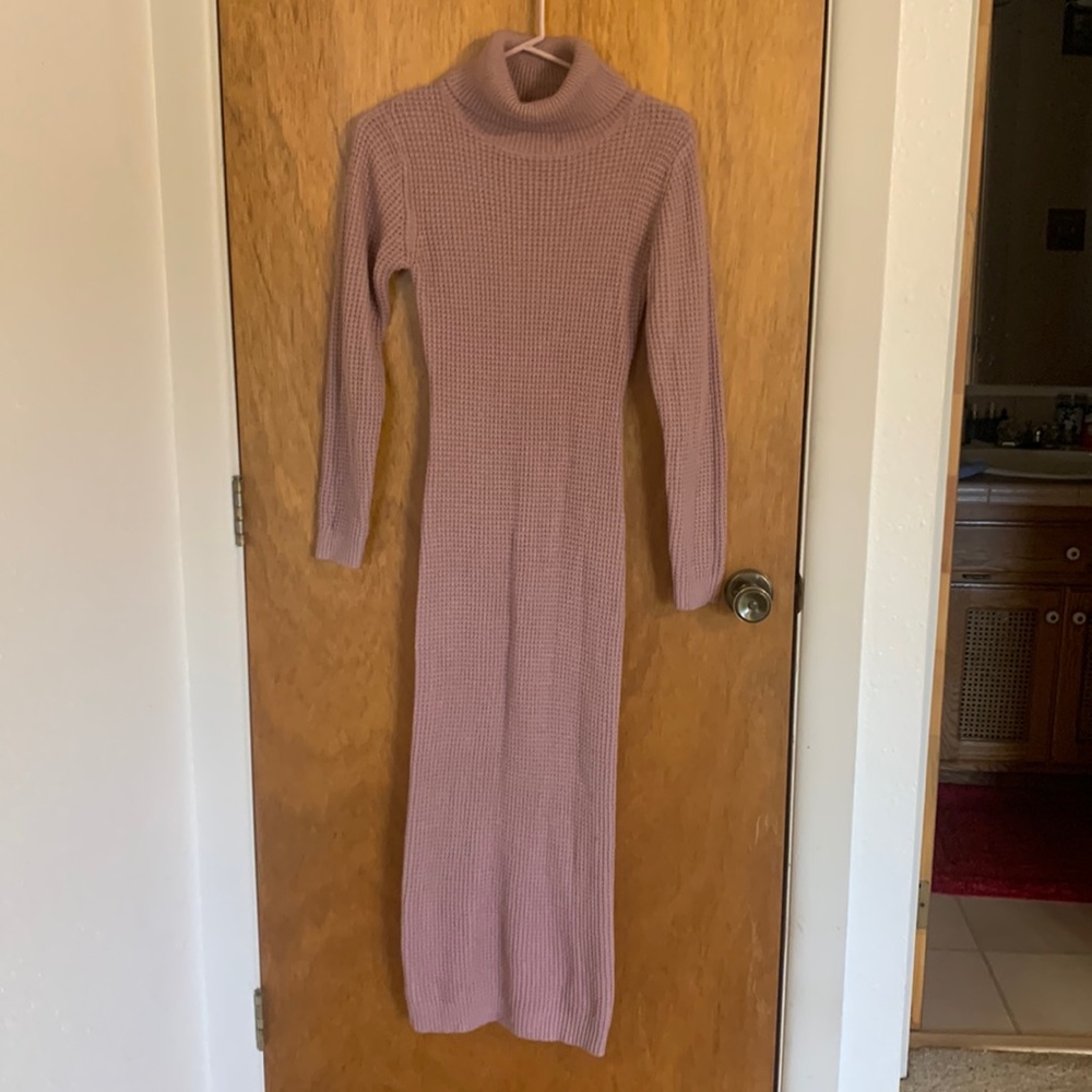 SHEIN maxi turtleneck, sweater dress in a dusty rose color